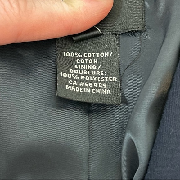 J Crew cotton blazer navy blue fitted long sleeve size 00 carrier academia - Picture 8 of 8